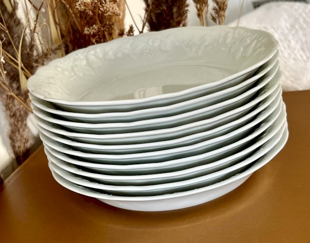 Intemporel - Lot n° 9 - 10 assiettes calottes California - 19 cm - Deshoulières - Limoges