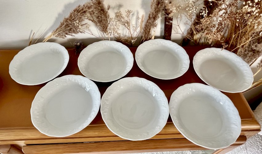 Intemporel - Lot n° 9 - 10 assiettes calottes California - 19 cm - Deshoulières - Limoges