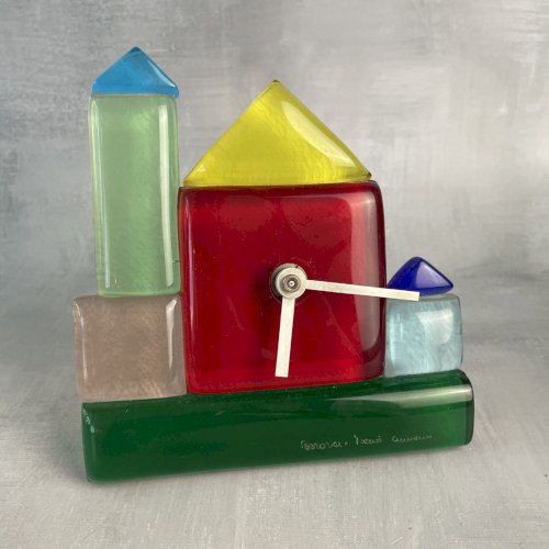 ITALIE Horloge pendule pendulette à poser verre de MURANO BAVORIER & DONA