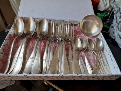 J B ORBRILLE : Ménagère de Table en Métal Argenté 37 Pièces ART DECO