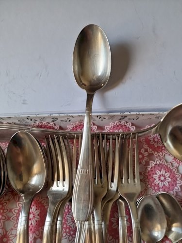 J B ORBRILLE : Ménagère de Table en Métal Argenté 37 Pièces ART DECO