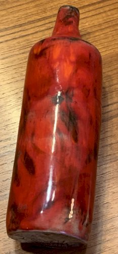 Jacky Coville céramique BIOT  vase bouteille rouge marbré