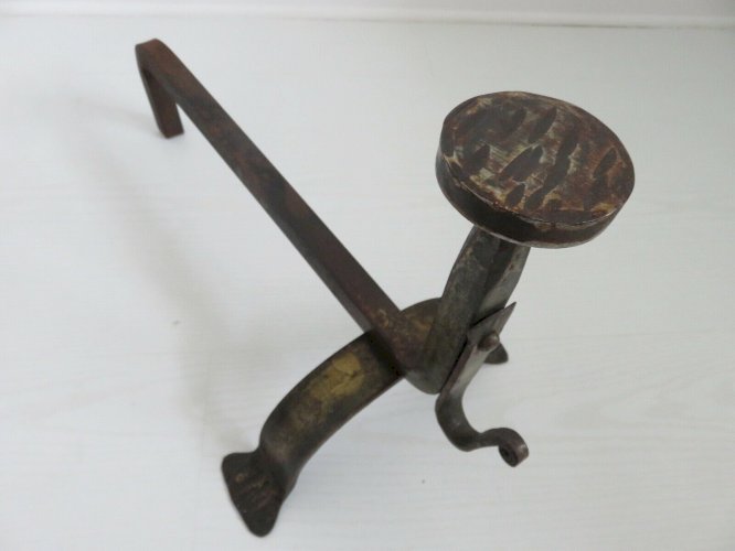 JACQUES ADNET PAIRE DE CHENETS EN ACIER ANNEES 40 50