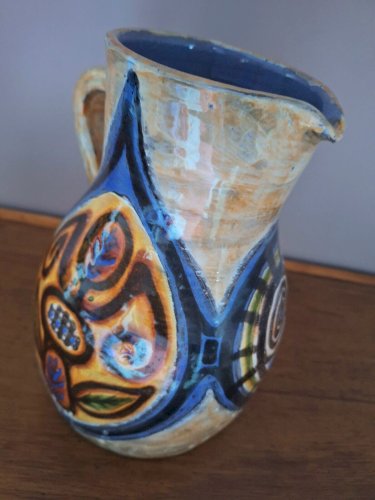 Jacques Poussine, grand vase pichet vintage en céramique signé