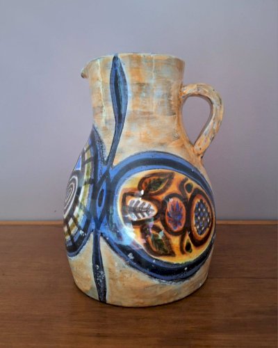 Jacques Poussine, grand vase pichet vintage en céramique signé