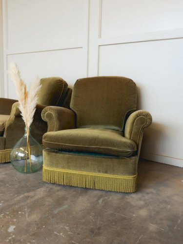 Jakob, la paire de fauteuils en velours vert N°848