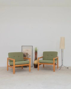 Jakob, the pair of green armchairs No. 128