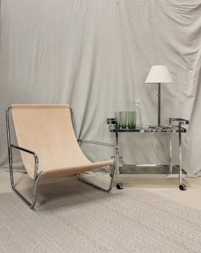 Jakob, le fauteuil chromé en cuir N°522