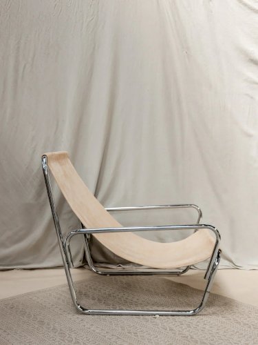Jakob, le fauteuil chromé en cuir N°522
