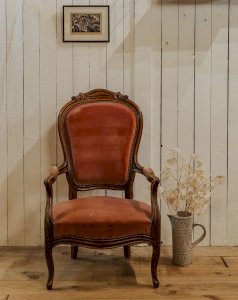 Jakob, le fauteuil en bois et velours N°797