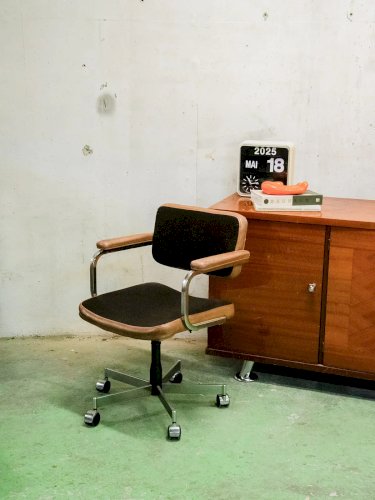 Jakob, le fauteuil en cuir et en tissu N°531