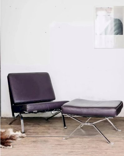 Jakob, le fauteuil en cuir noir N°46
