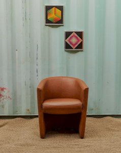 Jakob, the brown faux leather armchair No. 729