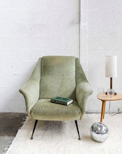 Jakob, le fauteuil vert moucheté N°734