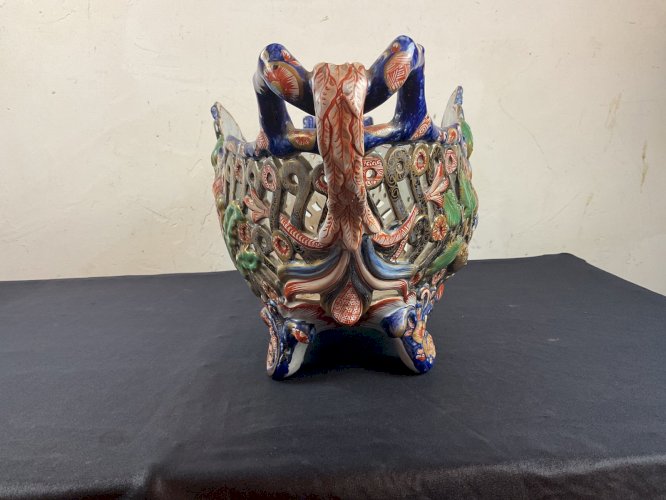 Jardinier faïence céramique 1880 décor aux chinois DLG Émile galle (1846 1904)