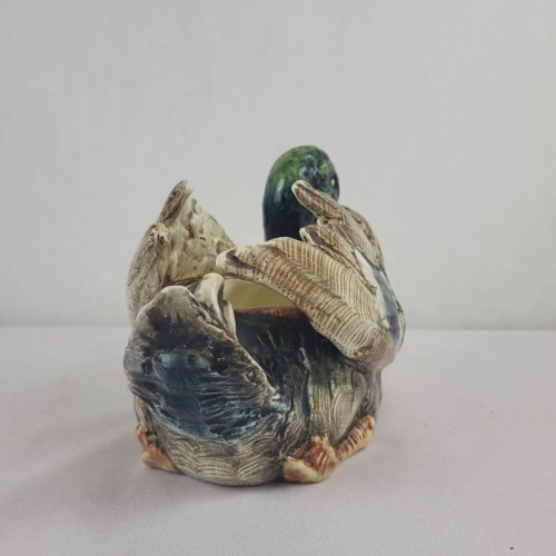 Jardinière, cache-pot en majolique canard, 1900