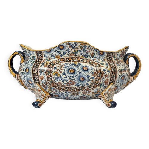 Jardinière en faïence de Gien XIXeme décor persan
