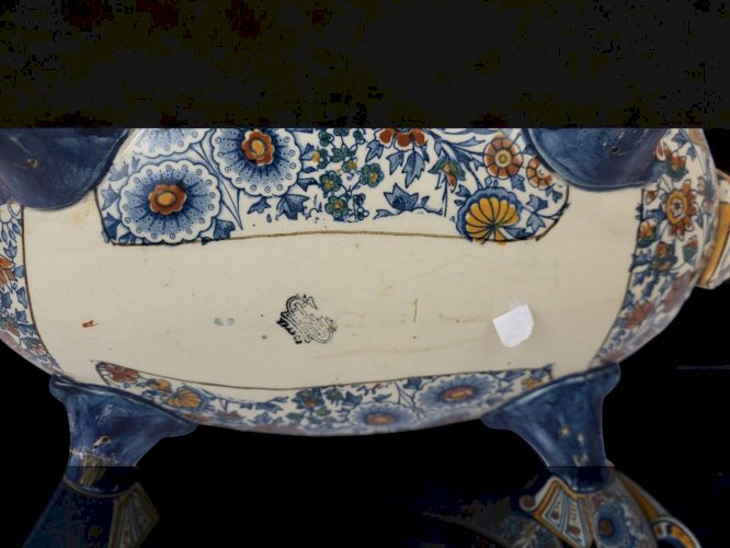 Jardinière en faience de Gien XIXeme decor Persan