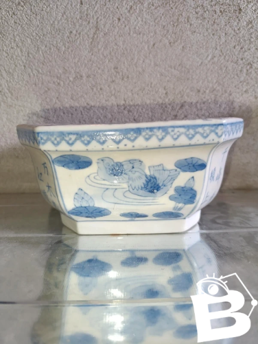jardiniere pour bonsai asiatique à decor floral en bon etat