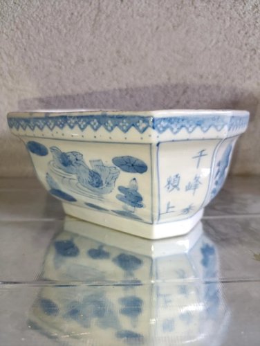 jardiniere pour bonsai asiatique à decor floral en bon etat