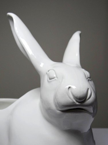 Jardinière/Pot Lapin blanc en faïence Italienne vintage