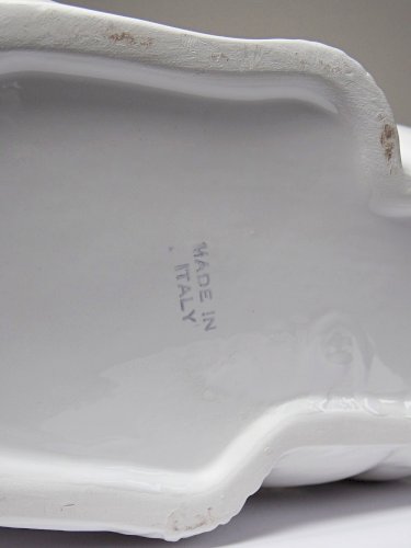 Jardinière/Pot Lapin blanc en faïence Italienne vintage