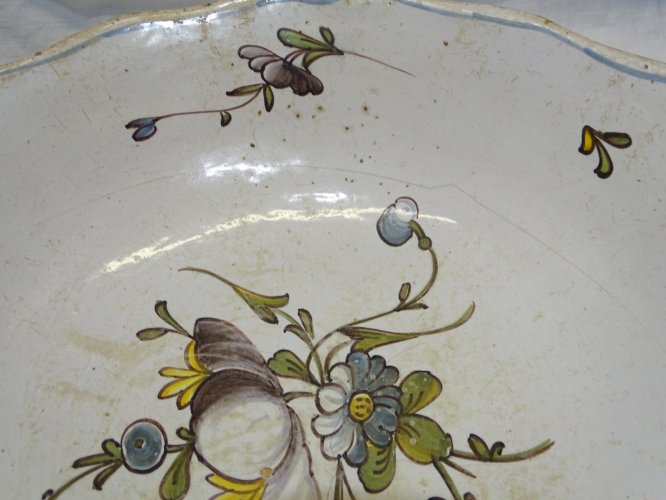 -JATTE A CREME TERRE CUITE XVIIIe avec FÊLES et USURE Glaçure JUS GRENIER    D