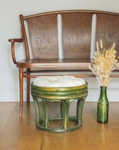 Jean-Philippe, le pouf en rotin vert N°77