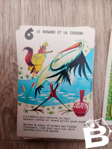 Jeu de 7 familles ancien sur les fables de la fontaine