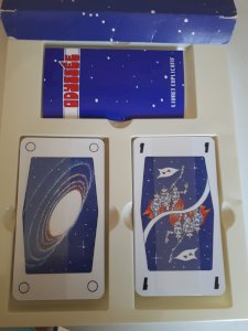 Jeu de cartes vintage odyssée voyager dans l'espace Héron