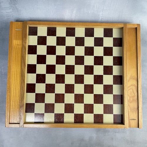 Jeu de dames et jeu l'oie au cirque bois damiers 10x10 2 compartiments 40 pions