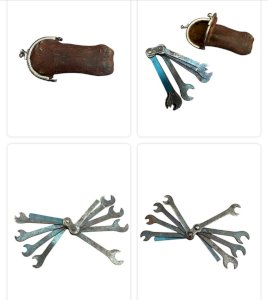 Jeu De Mini Clés À Molette Pliable 19E-Étui Cuir-curiosité, collection miniatur