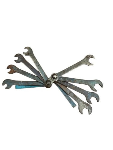 Jeu De Mini Clés À Molette Pliable 19E-Étui Cuir-curiosité, collection miniatur