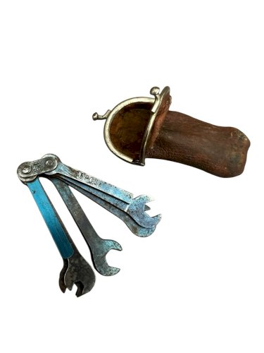 Jeu De Mini Clés À Molette Pliable 19E-Étui Cuir-curiosité, collection miniatur