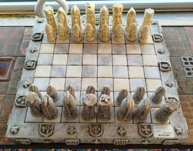 JG GIRIBALDI ECHIQUIER JEU D'ECHEC en PIERRE Pions Plateau Signe 15MAG 05/03