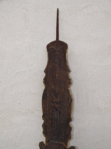 -JOLI ANCIEN BALANCIER DE PENDULE HORLOGE COMTOISE LAITON FLEURI et PEINT   D