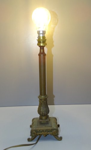 -JOLI ANCIEN BOUGEOIR XIXe Monté en LAMPE à POSER déco collection Luminaire   D