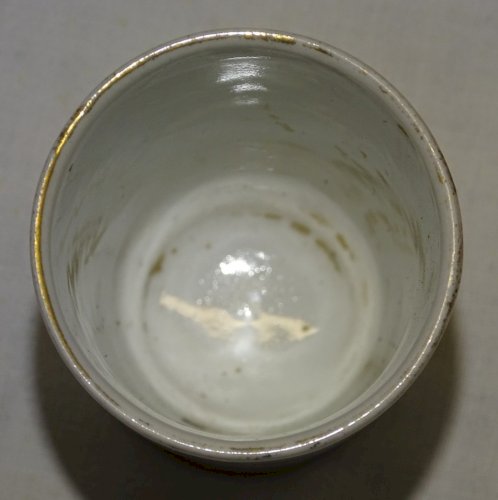 -JOLI ANCIEN COQUETIER PORCELAINE FOR RIGHT AND FREEDOM 4 DRAPEAUX WW1 VITRINE D