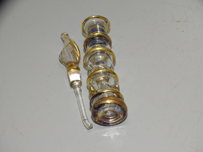 -JOLI ANCIEN FLACON A PARFUM VERRE SOUFFLE FLACON ORIENTAL EGYPTIEN VITRINE  D