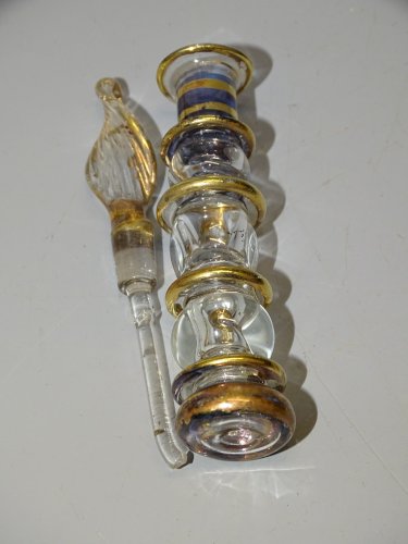-JOLI ANCIEN FLACON A PARFUM VERRE SOUFFLE FLACON ORIENTAL EGYPTIEN VITRINE  D