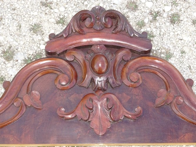 -JOLI ANCIEN FRONTON PLACAGE ACAJOU XIXe déco PORTE ou AUTRE    D