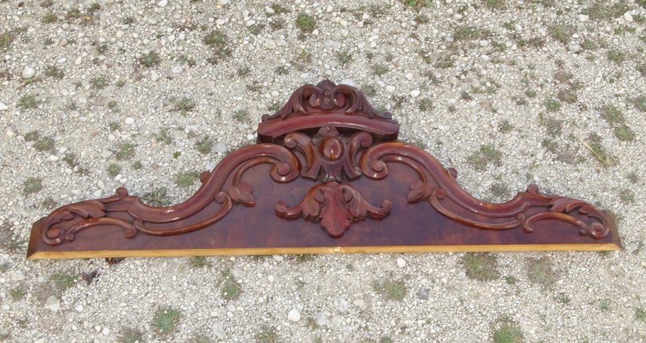 -JOLI ANCIEN FRONTON PLACAGE ACAJOU XIXe déco PORTE ou AUTRE    D