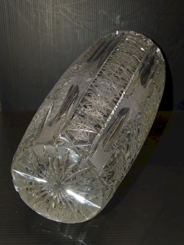 -JOLI ANCIEN GRAND VASE CRISTAL DE BOHEME COLLECTION DECO XXe GROS BOUQUETS   D