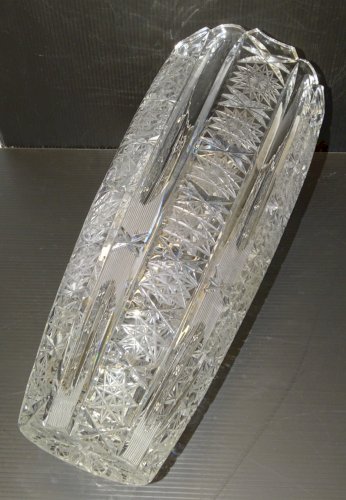 -JOLI ANCIEN GRAND VASE CRISTAL DE BOHEME COLLECTION DECO XXe GROS BOUQUETS   D