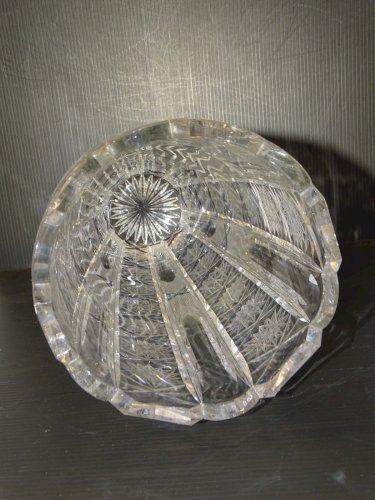 -JOLI ANCIEN GRAND VASE CRISTAL DE BOHEME COLLECTION DECO XXe GROS BOUQUETS   D