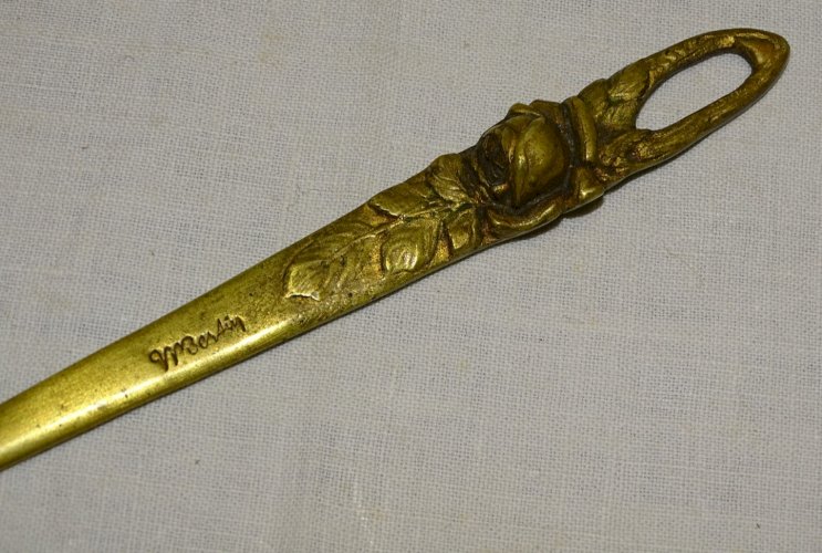 -JOLI ANCIEN OUVRE LETTRE COUPE PAPIER BRONZE ART DECO signé M.BERTIN BUREAU  D