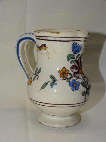 -JOLI ANCIEN PETIT PICHET POT A LAIT CERAMIQUE NEVERS LA ROCHELLE XVIIIe   D