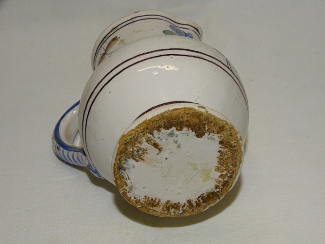 -JOLI ANCIEN PETIT PICHET POT A LAIT CERAMIQUE NEVERS LA ROCHELLE XVIIIe   D