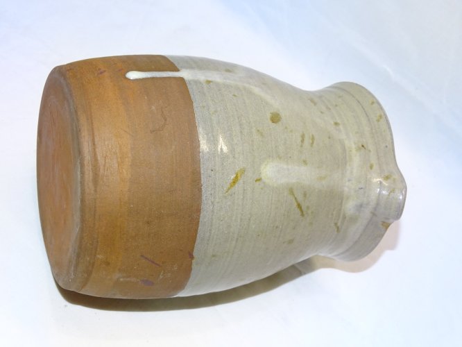 -JOLI ANCIEN PICHET TERRE CUITE HAUT EMAILLE A COULURES DECO TABLE COLLECTION  D