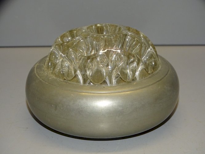 -JOLI ANCIEN PIQUE FLEURS ETAIN & VERRE déco TABLE FETES VITRINE